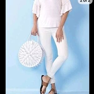 White Ruffled Sleeve Top and Jeans Set